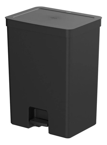 Lixeira Com Pedal Ou Trium 46l + 4l Preto