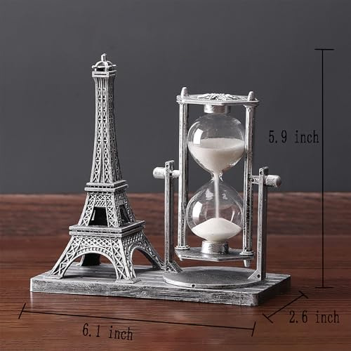 Estatua Torre Eiffel Vintage, Reloj Arena Decorativo Dormito