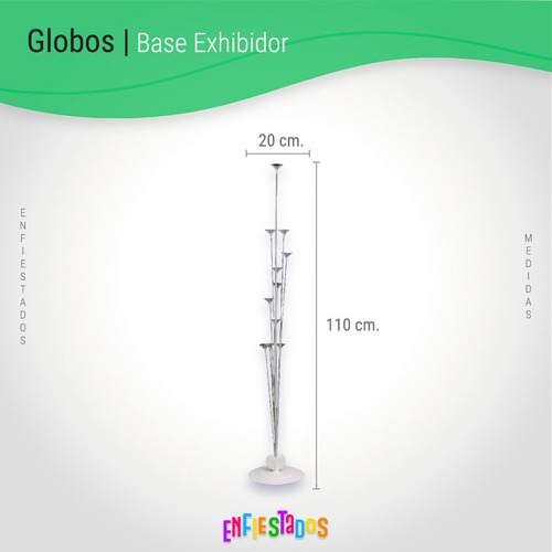 Base Soporte Porta Globos Con 11 Varillas Cotillon Cumple Blanco