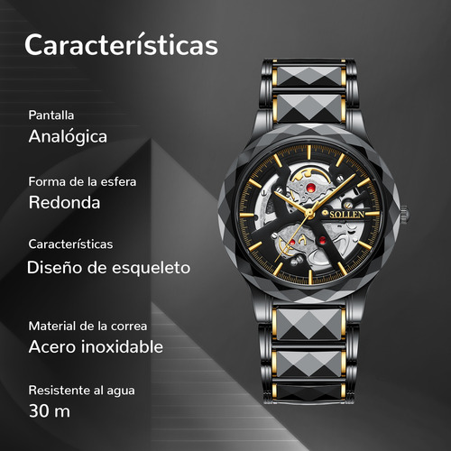Reloj De Pulsera Sollen Classic Watches Skeleton & Business