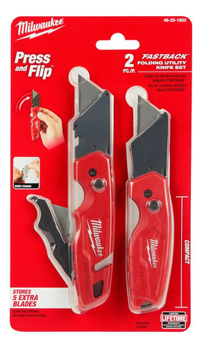 Facas multiuso dobráveis Fastback Milwaukee 48-22-1503 2 unidades