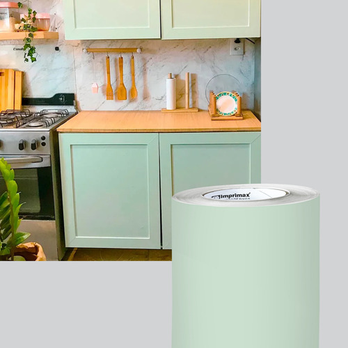 Adesivo Vinil Fosco Verde Menta Envelopamento Móveis 1,22x2m Cor Verde Menta Fosco