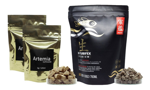 Imagen 1 de 8 de Tubifex Liofilizado Iki Premium De 52g Y 2 Artemia 6g/120ml