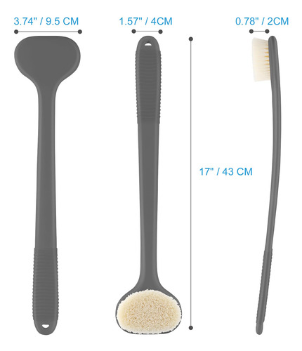 Cepillo De Espalda Vanzavanzu 43 Cm Antideslizante Gris Color Nombre Del Diseño