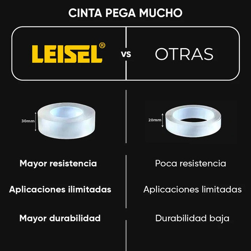 Cinta Pega Mucho 5m Marca Leisel