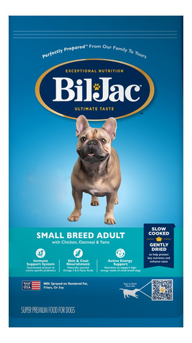 Imagen 1 de 3 de Alimento Bil Jac Super Premium Small Breed Adult para perro adulto de raza pequeña sabor pollo y avena y batata en bolsa de 2.72kg