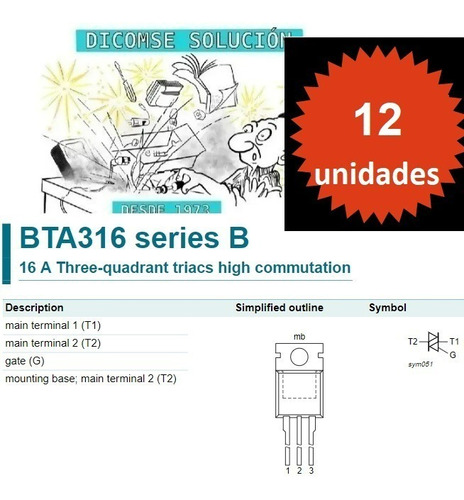 Transistor Bta316-800b Bta316 800b To-220 X12 Unidades