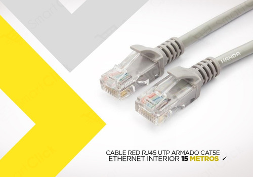 Imagen 2 de 10 de Cable Red 15 Metros Rj45 Utp Armado Cat 5e Ethernet Interior