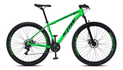 Mountain bike KRW S60 aro 29 15.5 24v câmbios Shimano TZ cor verde/preto