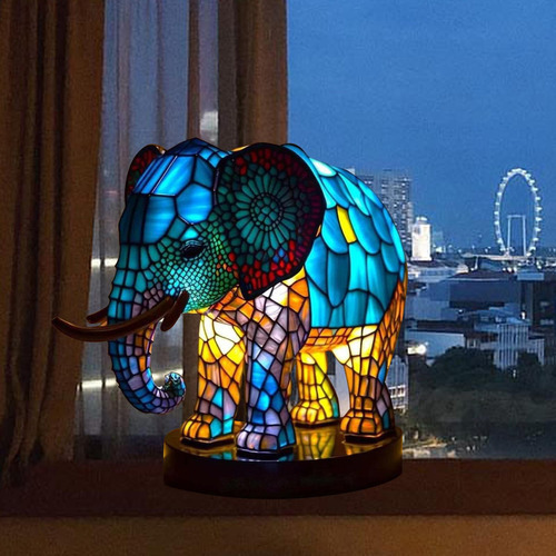 Jinran Animal Candeeiro De Mesa Luz Da Noite Antigo Elefante