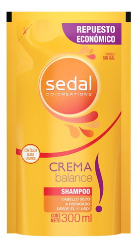 Repuesto Shampoo Sedal Co-Creations Crema balance en repuesto de 300mL por 1 unidad