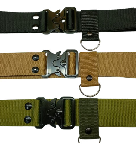 Cinturon Tactico Cobra Militar 4 Cm C/presilla Hebilla Metal Beige / Coyote Nylon Xxxl