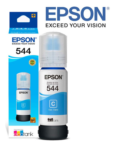 Botella De Tinta Epson T544 Original T544220 Cian