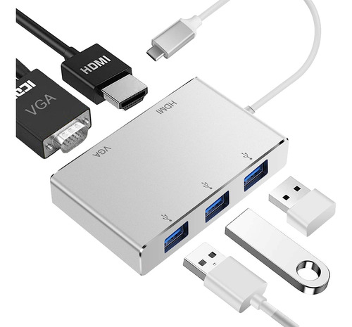 Convertidor De Video Usb C Hdmi Vga Multipuerto