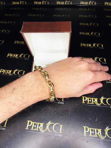 Pulseira Baguete Duplo 23 Gramas 11mm Ouro 18k 750