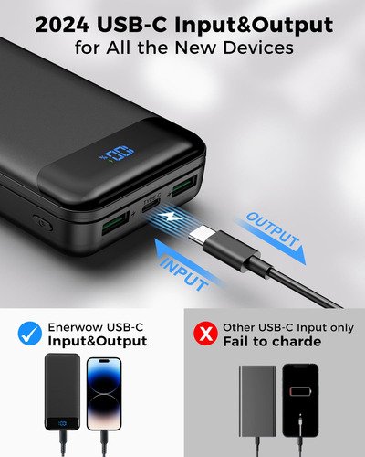 Power Bank Enerwow 40000mah Pd 30w Qc 4.0 De Carga Rápida