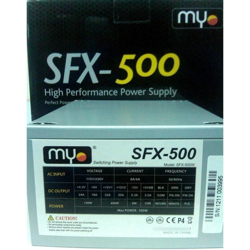 Imagen 1 de 1 de Fuente De Poder Sfx-500w Mini Slim 20+4 Pin 12v Sata