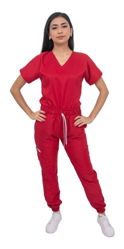 Pijama Quirúrgica Jogger Antifluidos Dama Scrubs Cupatitzio Rojo Liso M