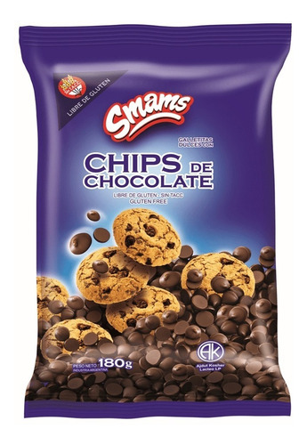 Galletitas Con Chips De Chocolate Smams X180grs Sin Tacc