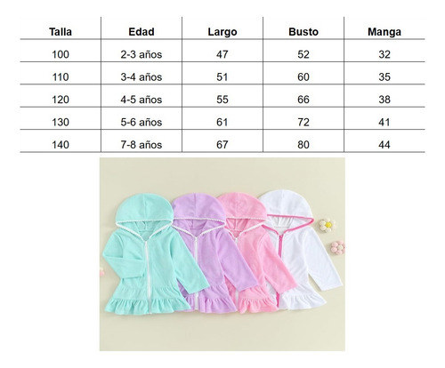 Bata De Baño Para Playa, Niñas, Con Capucha Y Cierre