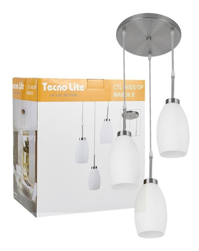 Tecnolite 180CTL1003MVOP Lámpara Colgante Cristal Opalino 45w 100v Color Blanco