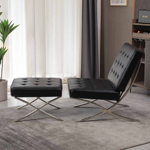 Sillon Barcelona 1 Cuerpo + Apoyapiés Otomano Negro