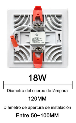 Plafón Cuadrado 18w Luminaria Led Cálido/blanco 3000k/6500k