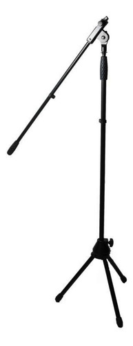 Pedestal Atril Stand Micrófono Base Con Boom Tripie Reforzad Color Negro
