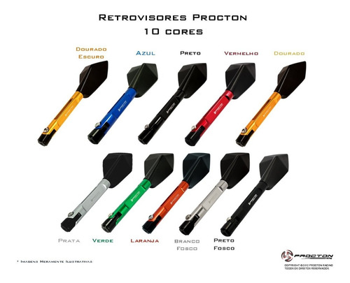 Retrovisor Esportivo Procton Racing Universal Moto Naked Mod