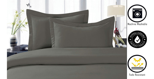 Fundas De Almohada 2 Piezas Microfibra Suave Gris Estándar/q