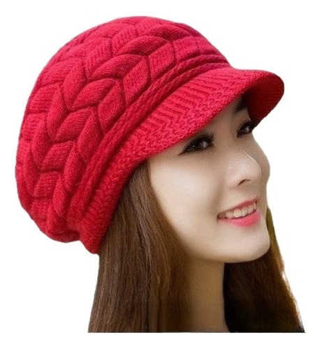 Gorro De Piel De Conejo For Mujer, Gorro De Punto De Invier