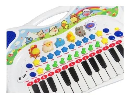 Piano teclado musical infantil bebe sons animais eletronico