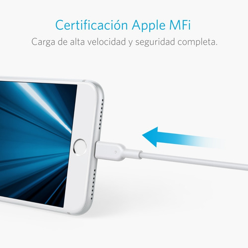 Imagen 4 de 10 de Cable Cargador Usb A Lightning Anker Powerline Ii iPhone