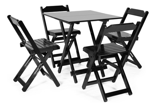 Conjunto Mesas Dobraveis Bar 70x70 Com 4 Cadeiras