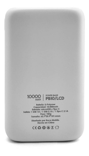 Cargador Portatil Power Bank Roca 10000 Mah Lcd