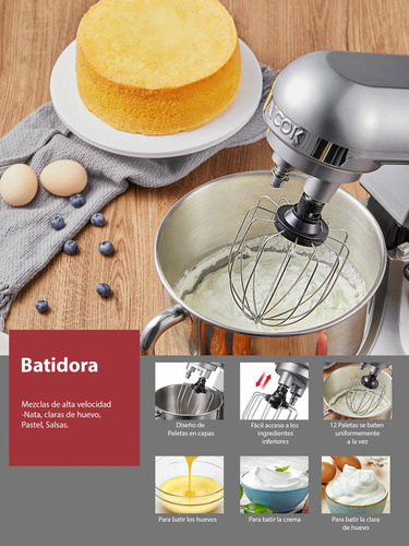 Batidora de pedestal Aicok MK37 plateada 110 V