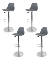 Comprar Set 4 Sillas de Bar con Reposapiés de Altura Ajustable y Diseño Ergonómico Gaon Ideal para Bar y Barra de Cocina GNBRS01 Gris