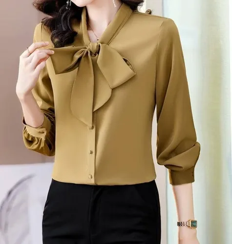 Camisa Blusa Social Feminina Elegante Laço Gravata A135