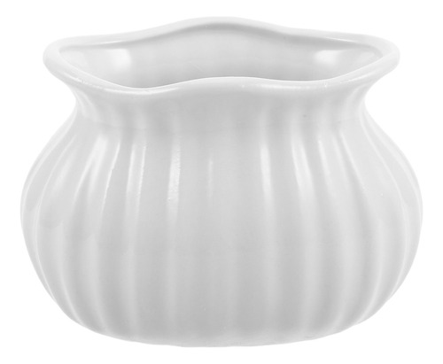Vaso De Cerâmica Branca Elegante: Vaso De Cerâmica Ranhurada