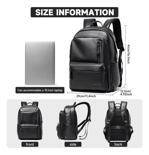 Mochila De Cuero Impermeable Para Computadora Portátil De 14 Pulgadas Carga Senderismo Camping Negocios