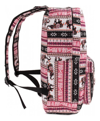Mochila Bolso Morral Viaje Urbano Escolar Rosa Geométrico
