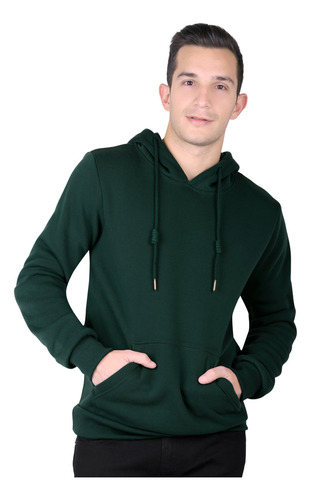 Med - Verde Fuerte - Sudadera Hombre Moda Con Capucha Verde