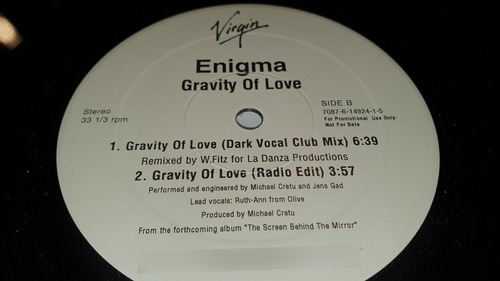 Enigma Gravity Of Love Vinilo Maxi Usa Promo Temazo 1999