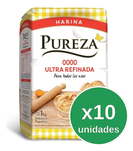 Harina Pureza 0000 Ultra Refinada 1kg X 10u - Hipercomer
