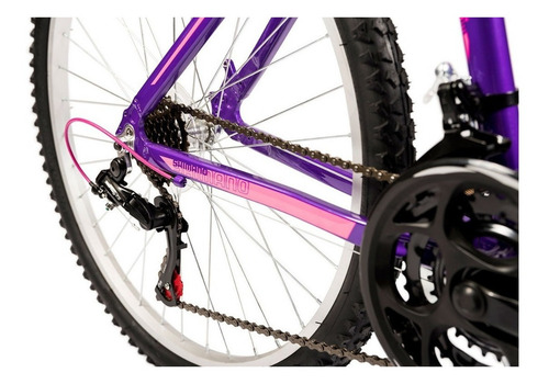 Imagen 5 de 5 de Mountain bike femenina Olmo Wish 265 18" 18v frenos v-brakes cambios Shimano Tourney TZ500 y Shimano TZ-31 color violeta/fucsia