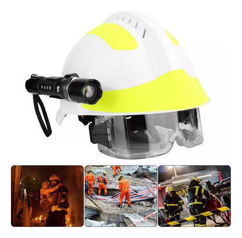 Casco De Rescate Bomberos Seguridad Con Lampara Y Goggles