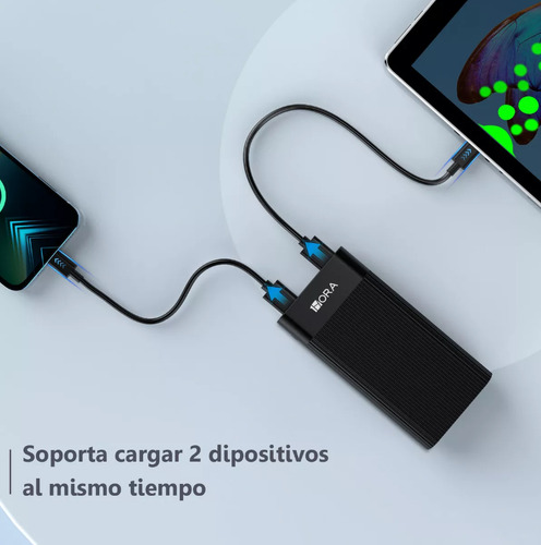 Power Bank Color Negro Marca 1hora Tipo C Batería Portátil