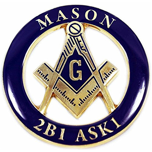 Emblema Masónico Redondo Para Coche Mason 2v1 Ask1, Color Az