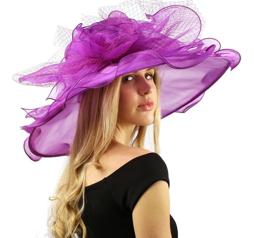 Dramatic - Sombrero De Organza Con Visera Ancha De 7.0 In