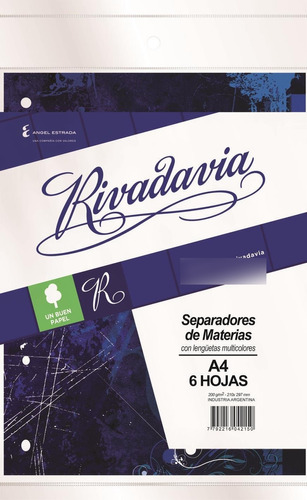 Separador A4 Plástico 6 H Lengüetas Rivadavia X2